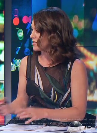 Gorgi's black floral embellished mesh dress on The Project