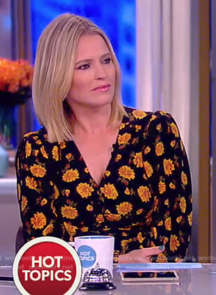 Sara's orange floral print v-neck dress on The View