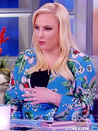 Meghan's blue floral print wrap dress on The View