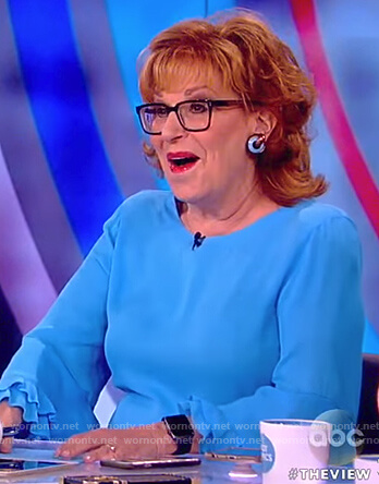 Joy's blue ruffle cuff blouse on The View