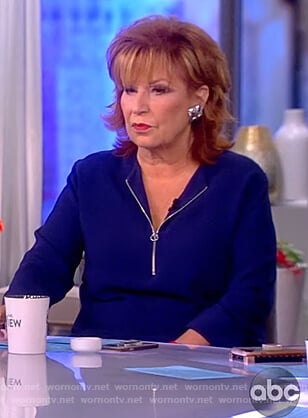 Joy's blue zip front top on The View