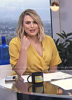 Carissa's yellow wrap blouse on E! News Daily Pop
