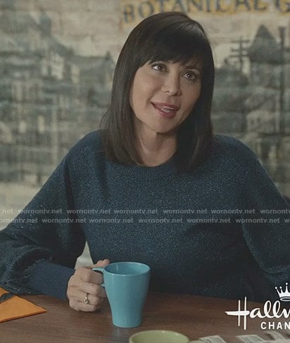 Cassie's blue lurex sweater on Good Witch