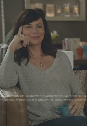 Cassie's v-neck lurex sweater on Good Witch