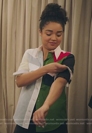 Kat's colorblock western shirt on The Bold Type
