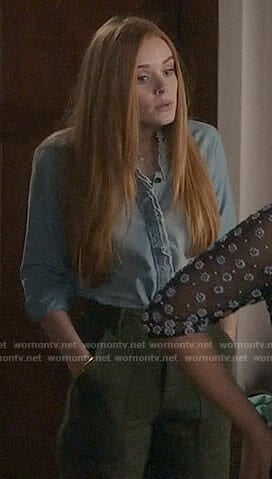 Eliza's ruffled chambray shirt on The Fosters