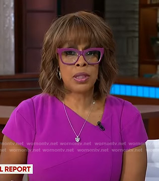 Gayle's purple asymmetric neck dress on CBS This Morning