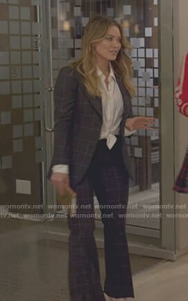 Kelsey's grey heart grid checked suit on Younger