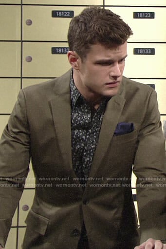 Kyle's black floral shirt and green blazer on The Young and the Restless