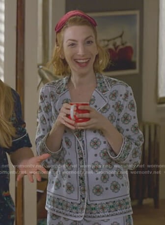 Lauren's blue printed pajamas on Younger