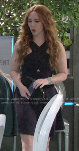 Mariah's navy criss-cross dress on The Young and the Restless
