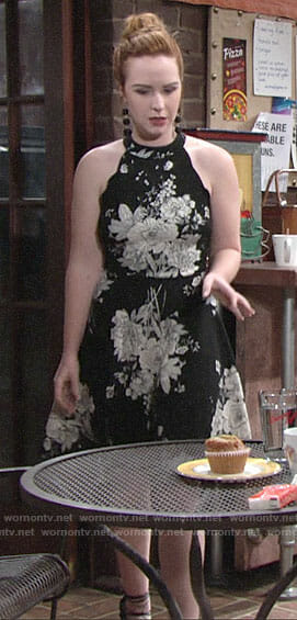 Mariah's black and white floral dress on The Young and the Restless