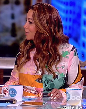 Sunny's mixed print satin dress on The View