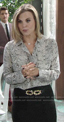 Phyllis's snake print blouse on The Young and the Restless