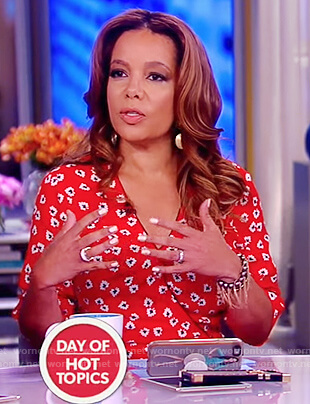 Sunny's red floral wrap dress on The View
