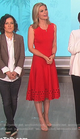Jessica Dean's red eyelet dress on The Talk
