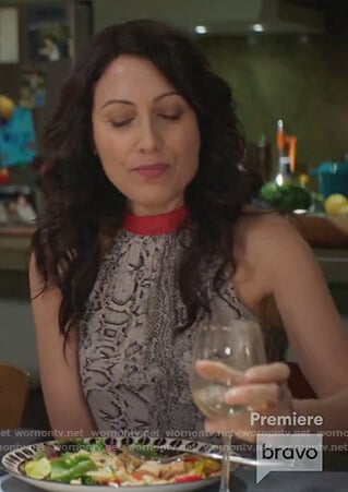 Abby's snake print halter neck top on Girlfriends Guide to Divorce