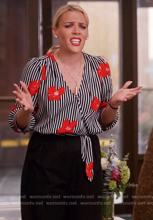 Sheba Goodman's striped floral blouse on Unbreakable Kimmy Schmidt