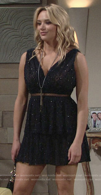 Summer's metallic navy mini dress on The Young and the Restless