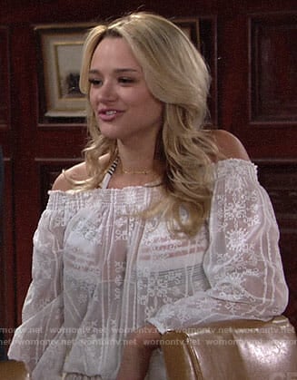 Summer's striped bikini and white cover-up on The Young and the Restless