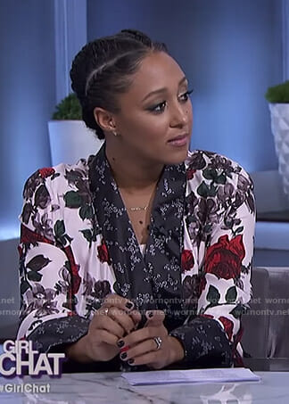 Tamera's white floral dress and jacket on The Real