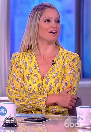 Sara's yellow floral print v-neck dress on The View