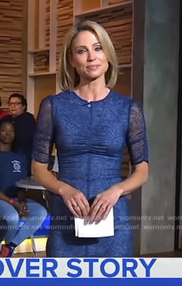 Amy's blue short sleeve lace dress on Good Morning America