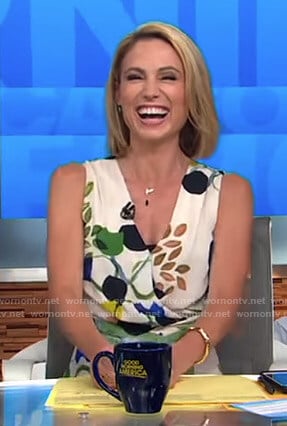 Amy's white floral sleeveless dress on Good Morning America