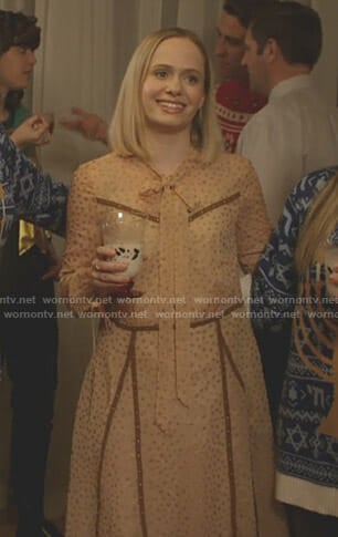 Caitlin's pink star print dress on Younger