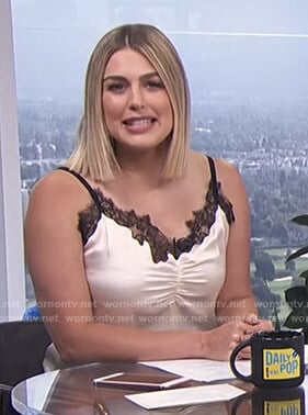 Carissa's white lace trimmed camisole on E! News Daily Pop
