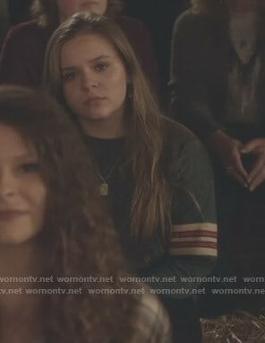 Daphne's green striped long sleeve top on Nashville