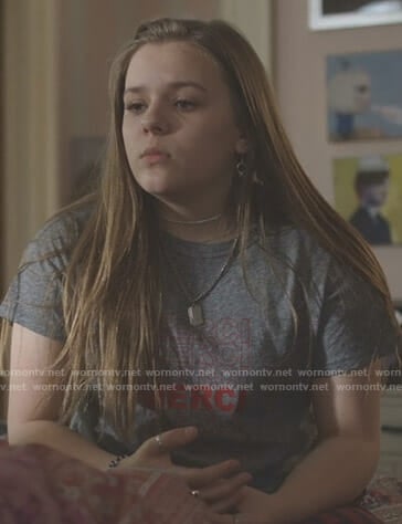Daphne's grey Merci print tee on Nashville