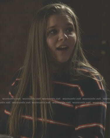 Daphne's navy striped long sleeve top on Nashville