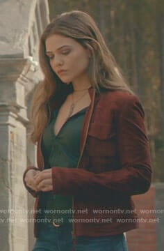 Davina's red suede jacket on The Originals