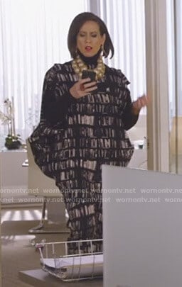 Diana's black printed tunic and pants on Younger