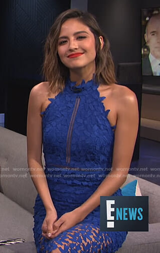 Erin's blue halter lace dress on E! News