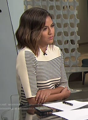 Erin's white striped ribbed top on Live from E!