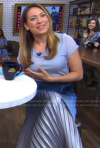Ginger's blue top and ombre pleated skirt on Good Morning America