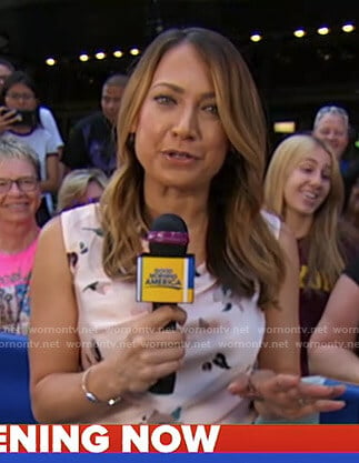Ginger's floral asymmetric neck top on Good Morning America