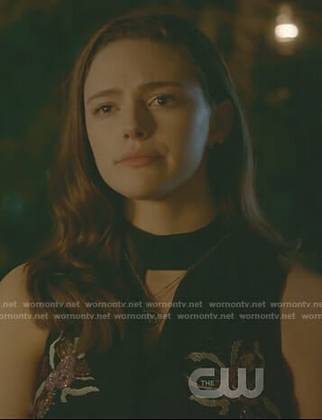 Hope's black floral embellished top on The Originals