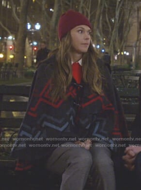 Liza's grey cape coat on Younger