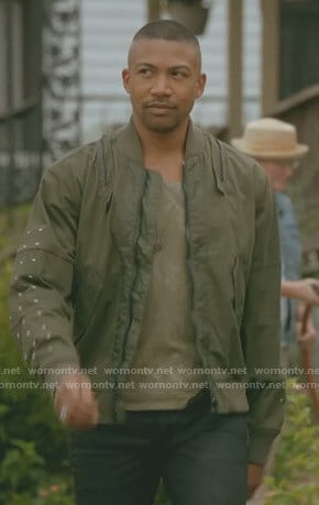 Marcel's khaki bomber jacket on The Originals