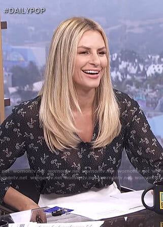 Morgan's black floral chiffon blouse on E! News Daily Pop