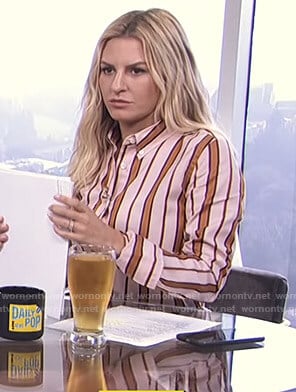 Morgan's pink and orange striped shirt on E! News Daily Pop
