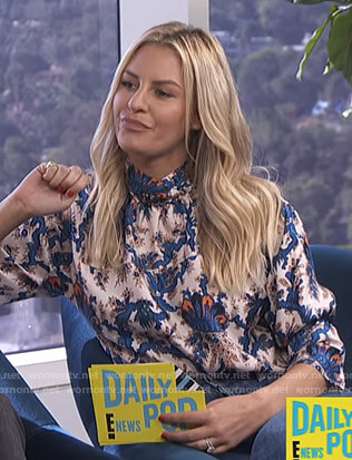 Morgan's printed mock neck blouse on E! News Daily Pop