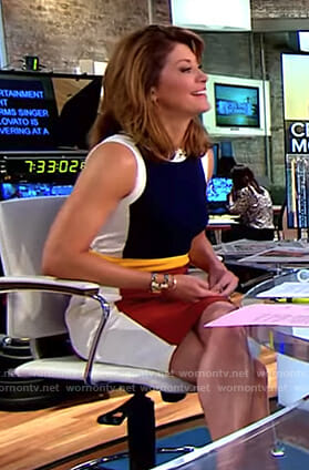 Norah's colorblock sleeveless dress on CBS This Morning