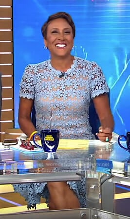 Robin's blue floral lace dress on Good Morning America
