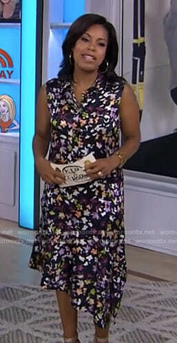 Sheinelle's black floral asymmetric dress on Today