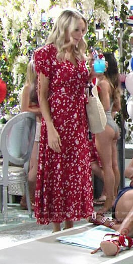 Abby's red nautical print midi dress on The Young and the Restless