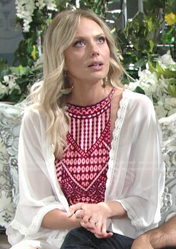 Abby's red printed swimsuit on The Young and the Restless